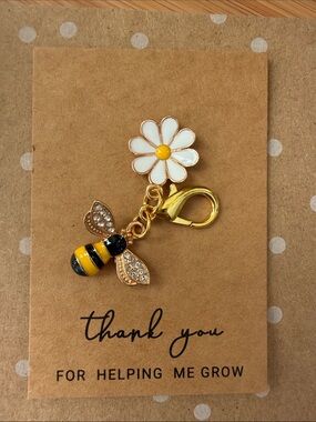 Gold Bee and White Daisy Charm Yellow & White